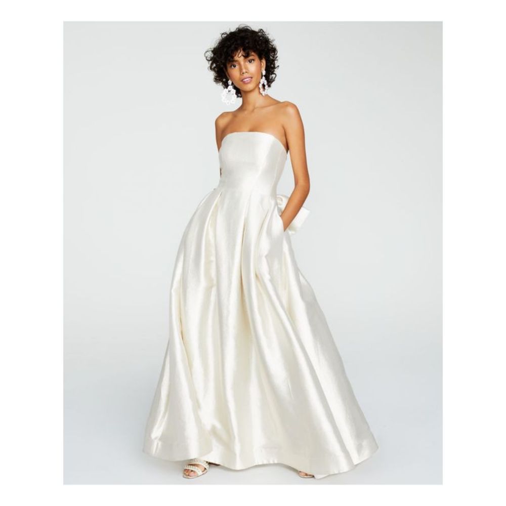 SAY YES TO THE Womens Gold Bow-back Gown Sleeveless Full-Length Dress 12
